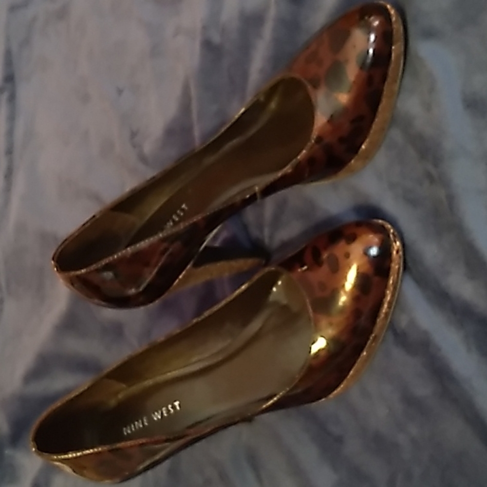 Nine West Leopard Pump Cork Heel